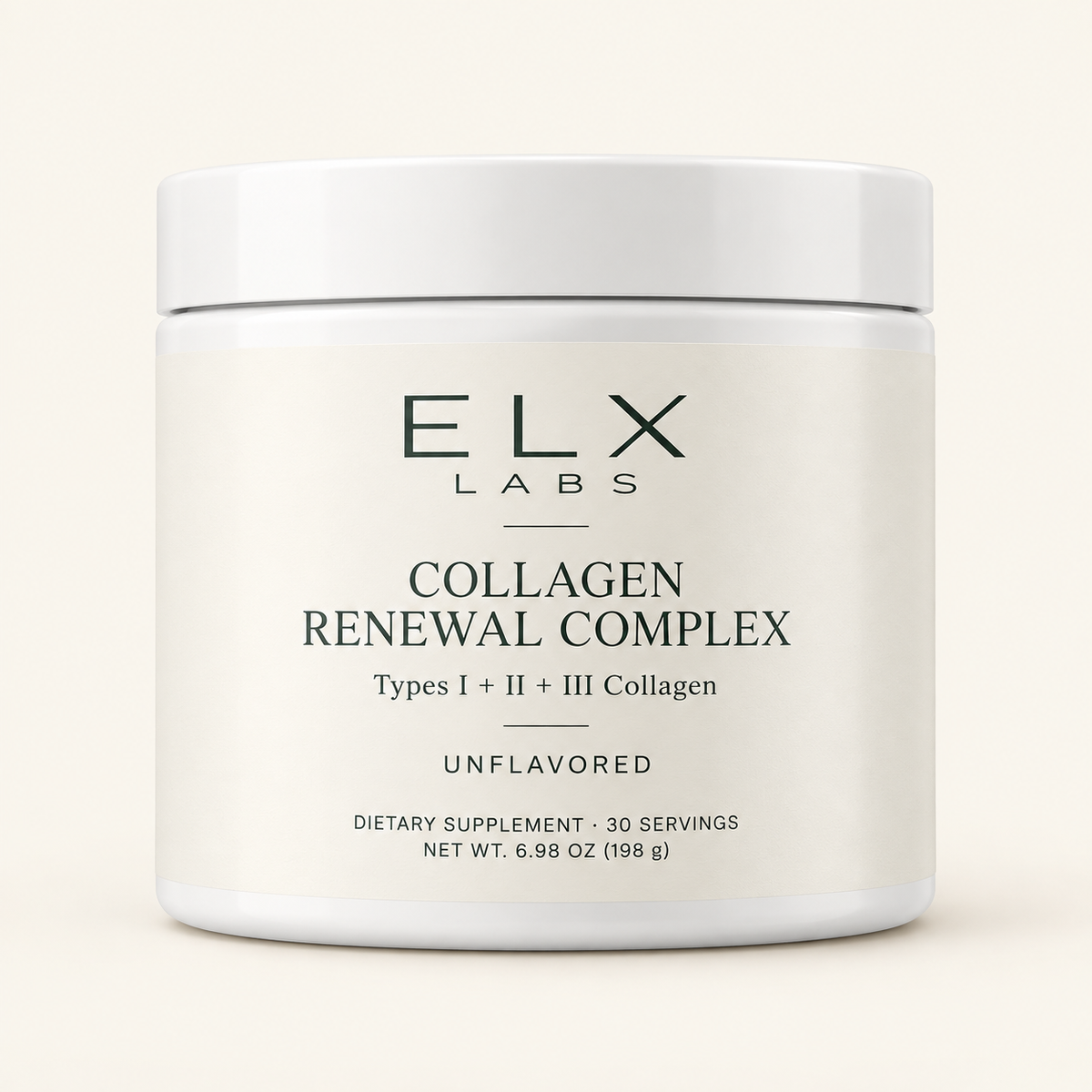Collagen Renewal Complex jar against a cream background.