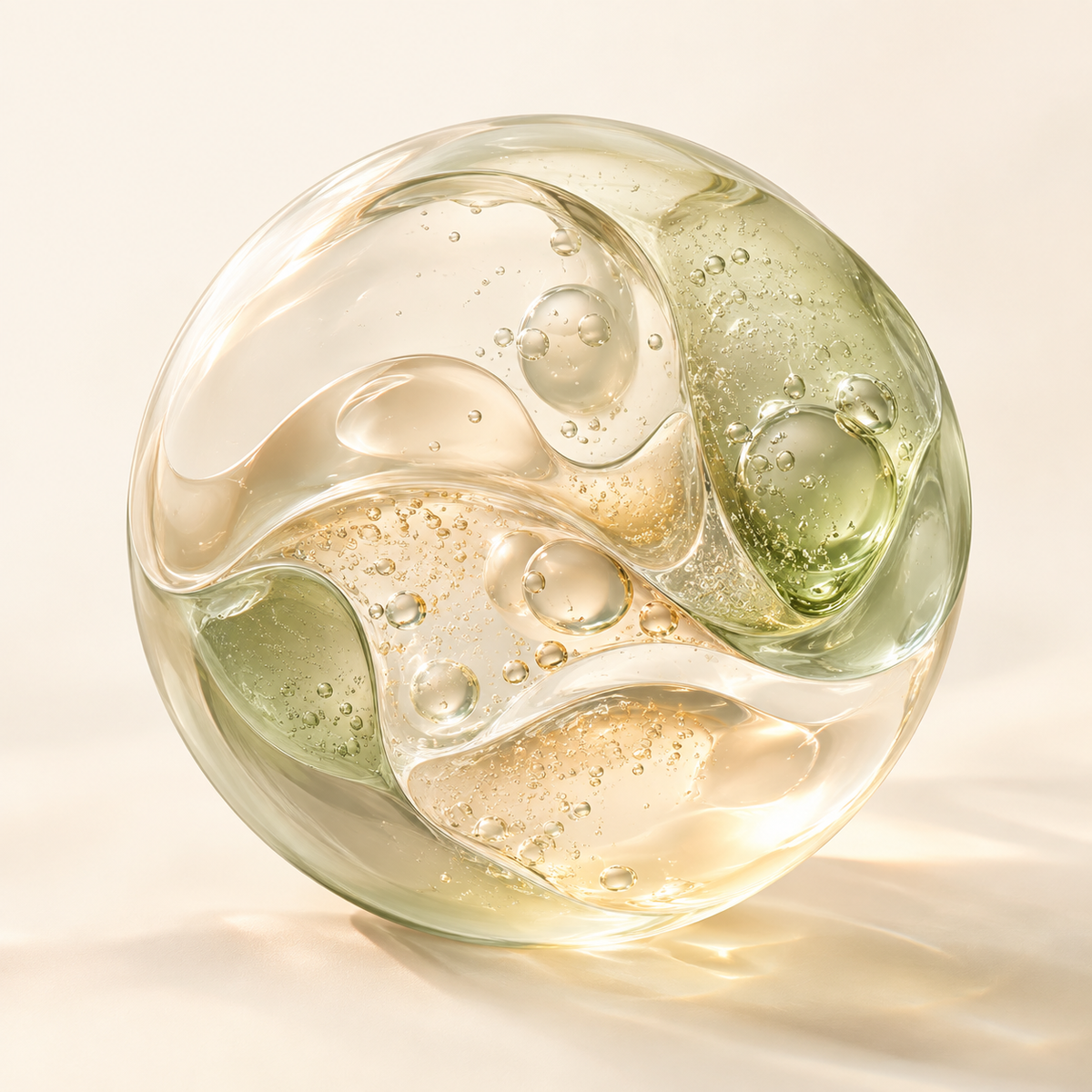 A translucent cell-inspired sculpture; conceptual illustration.